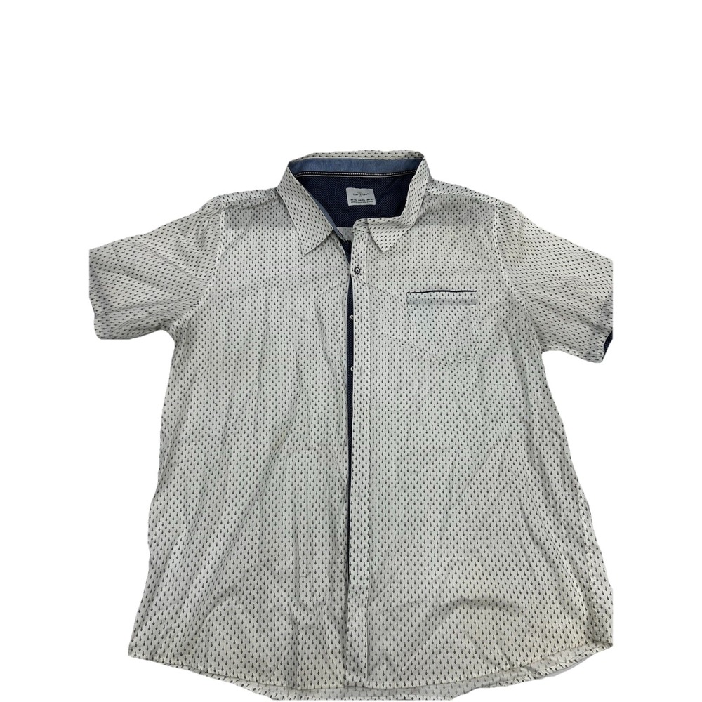 Craft + Flow Men's Geometric Pattern Flip Cuffs Short Sleeve Button Down, 3XL‎